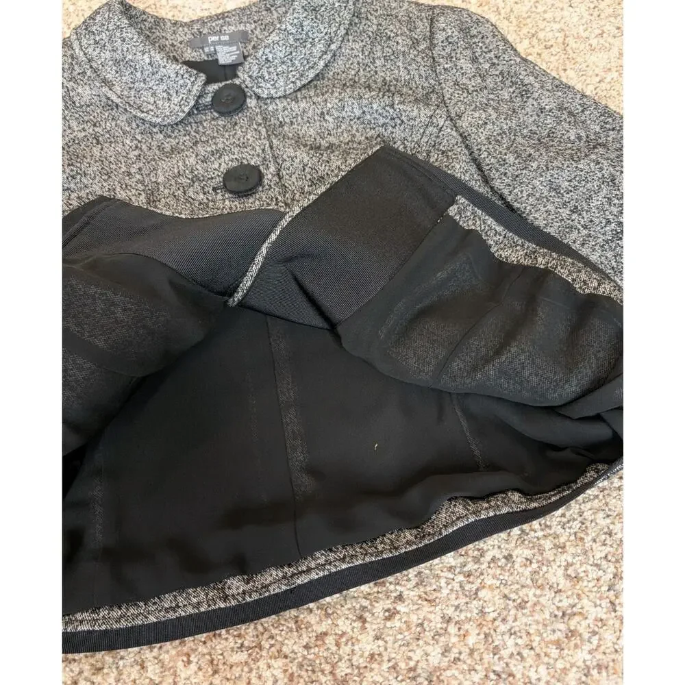 Per Se Women's Gray Black Wool Blend Tweed 2 Piece Skirt Suit Size US 16 UK 18 - Picture 15 of 16